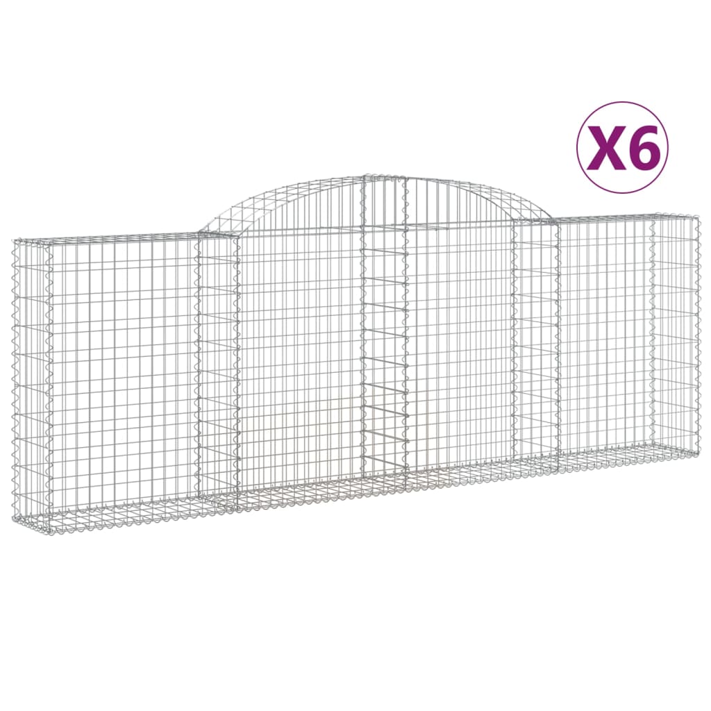 VidaXL Gabionen 6 Stück gebogen 300x30x100 120 cm Eisen