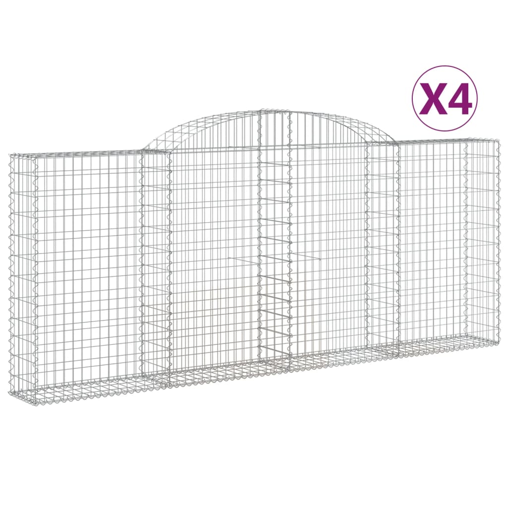 VidaXL Gabionen 4 Stück gebogen 300x30x120 140 cm Eisen