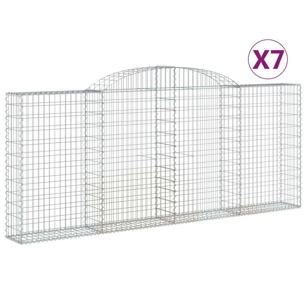 VidaXL Gabionen 7 Stk. gebogen 300x30x120 140 cm Eisen