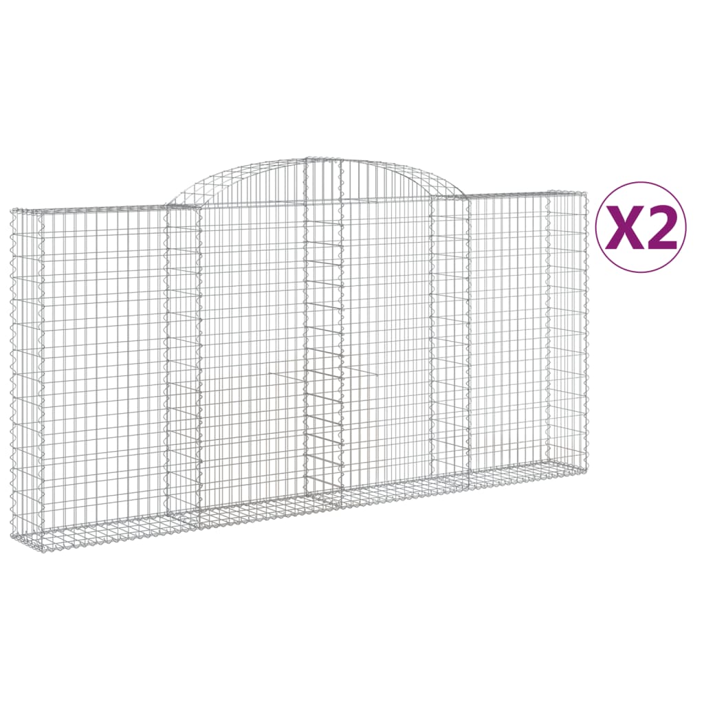 VidaXL Gabionen 2 Stück gebogen 300x30x140 160 cm Eisen