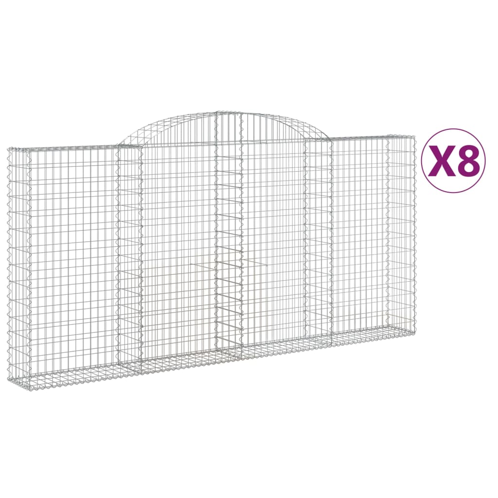 VidaXL Gabionen 8 Stück gebogen 300x30x140 160 cm Eisen