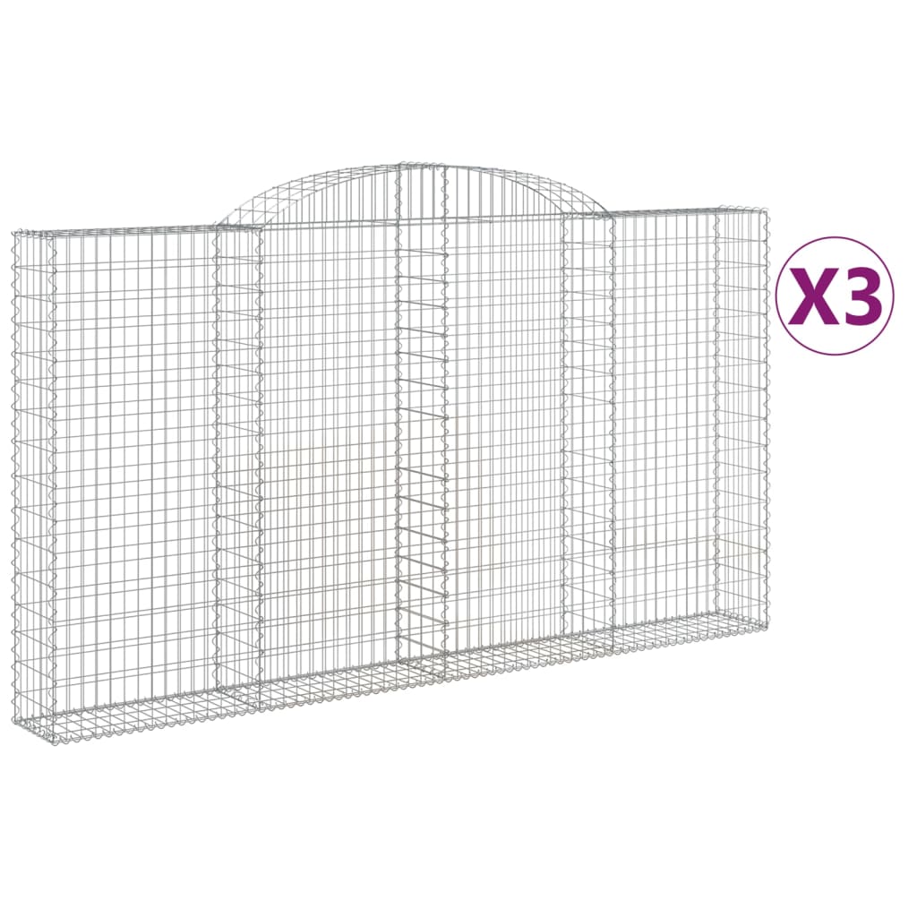 VidaXL Gabionen 3 Stück gebogen 300x30x160 180 cm Eisen
