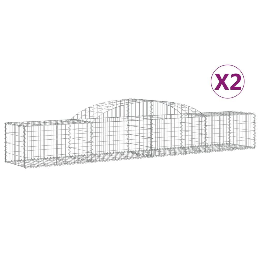 VidaXL Gabionen 2 Stück gebogen 300x50x40 60 cm verzinktes Eisen