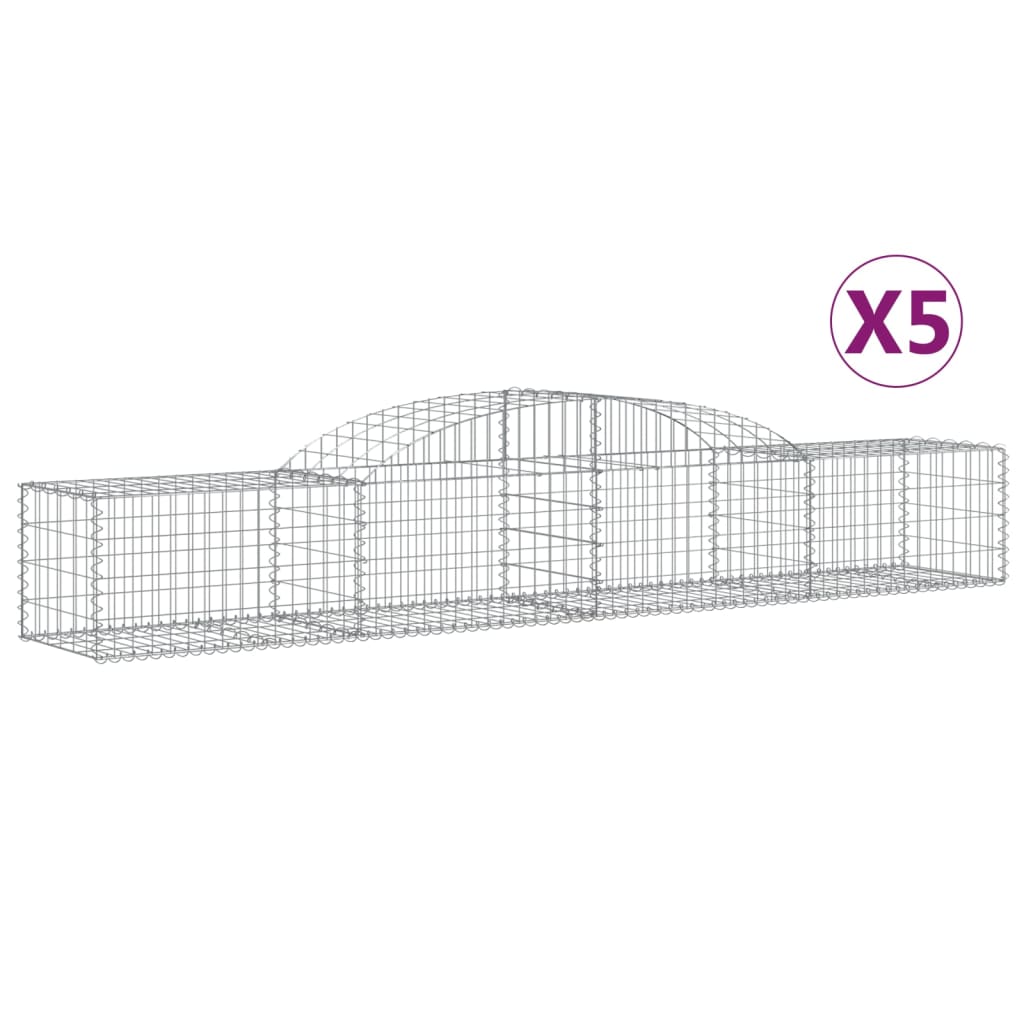 VidaXL Gabionen 5 Stück gebogen 300x50x40 60 cm verzinktes Eisen