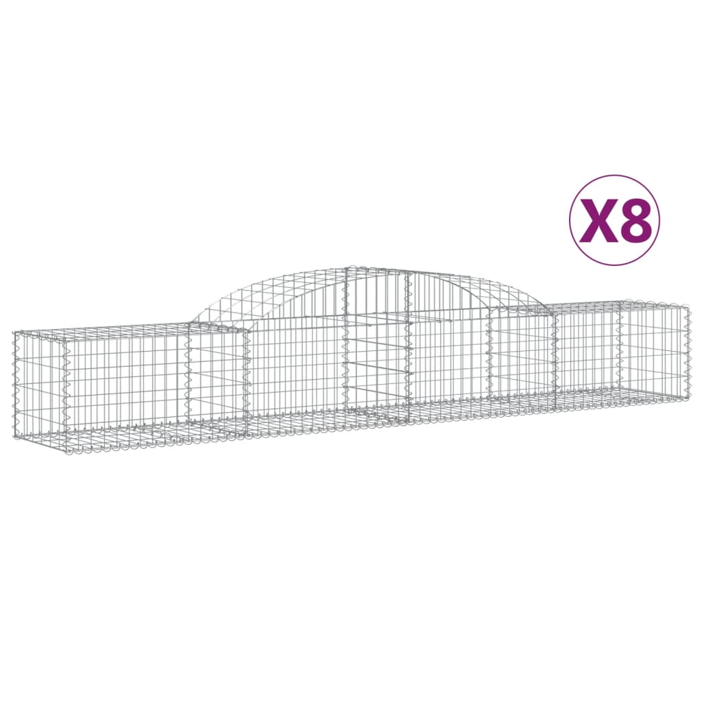 VidaXL Gabionen 8 Stück gebogen 300x50x40 60 cm verzinktes Eisen