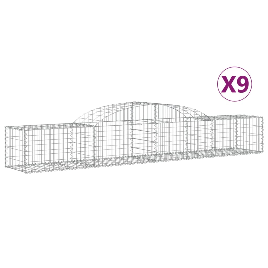 VidaXL Gabionen 9 Stück gebogen 300x50x40 60 cm verzinktes Eisen