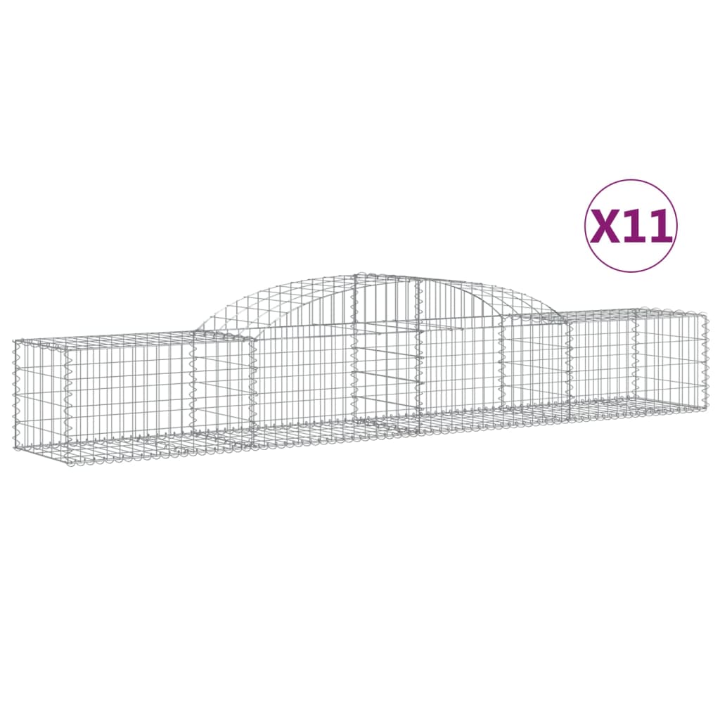 VidaXL Gabionen 11 Stück gebogen 300x50x40 60 cm verzinktes Eisen