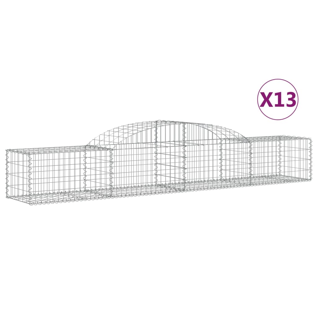 VidaXL Gabionen 13 Stück gebogen 300x50x40 60 cm verzinktes Eisen