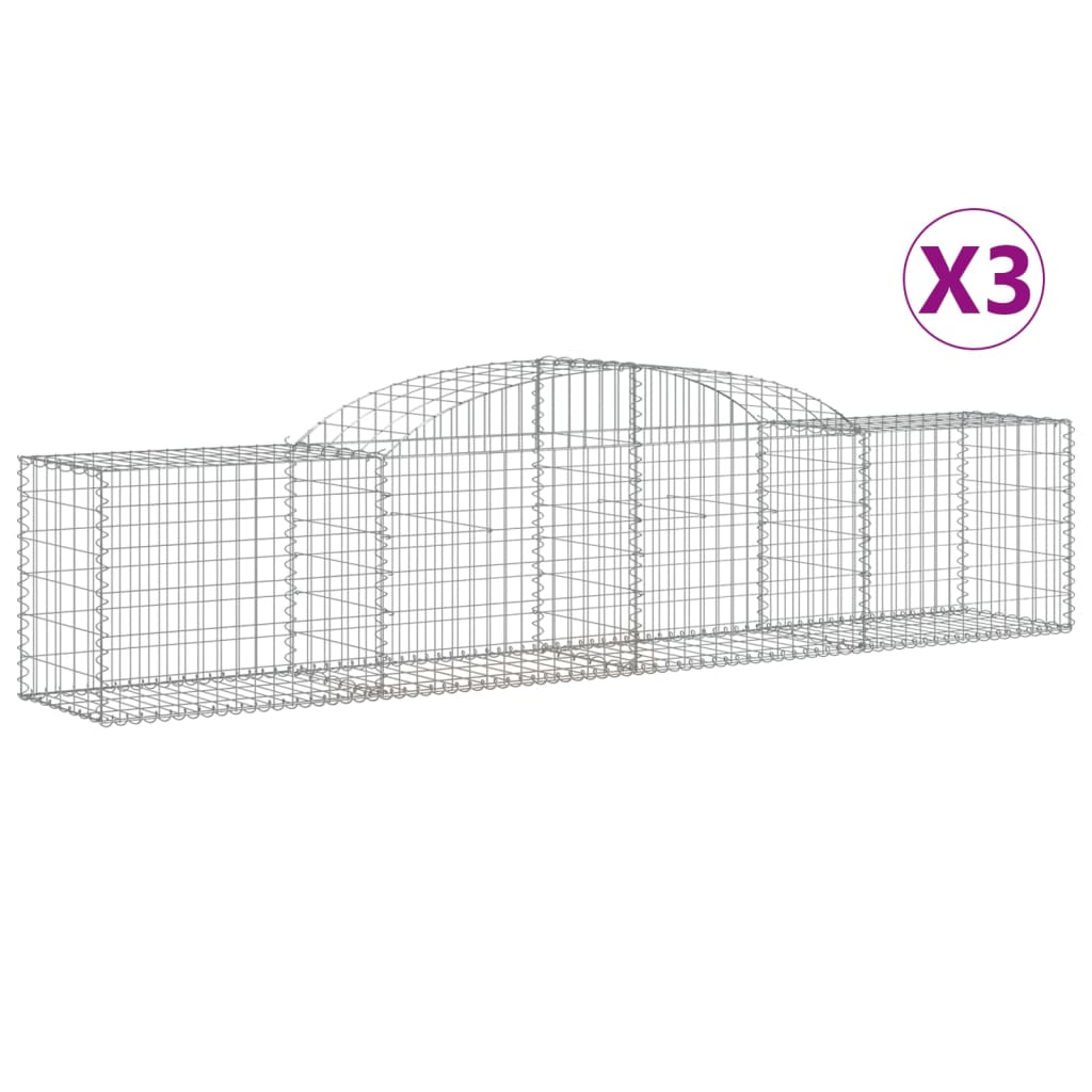 VidaXL Gabionen 3 Stück gebogen 300x50x60 80 cm verzinktes Eisen