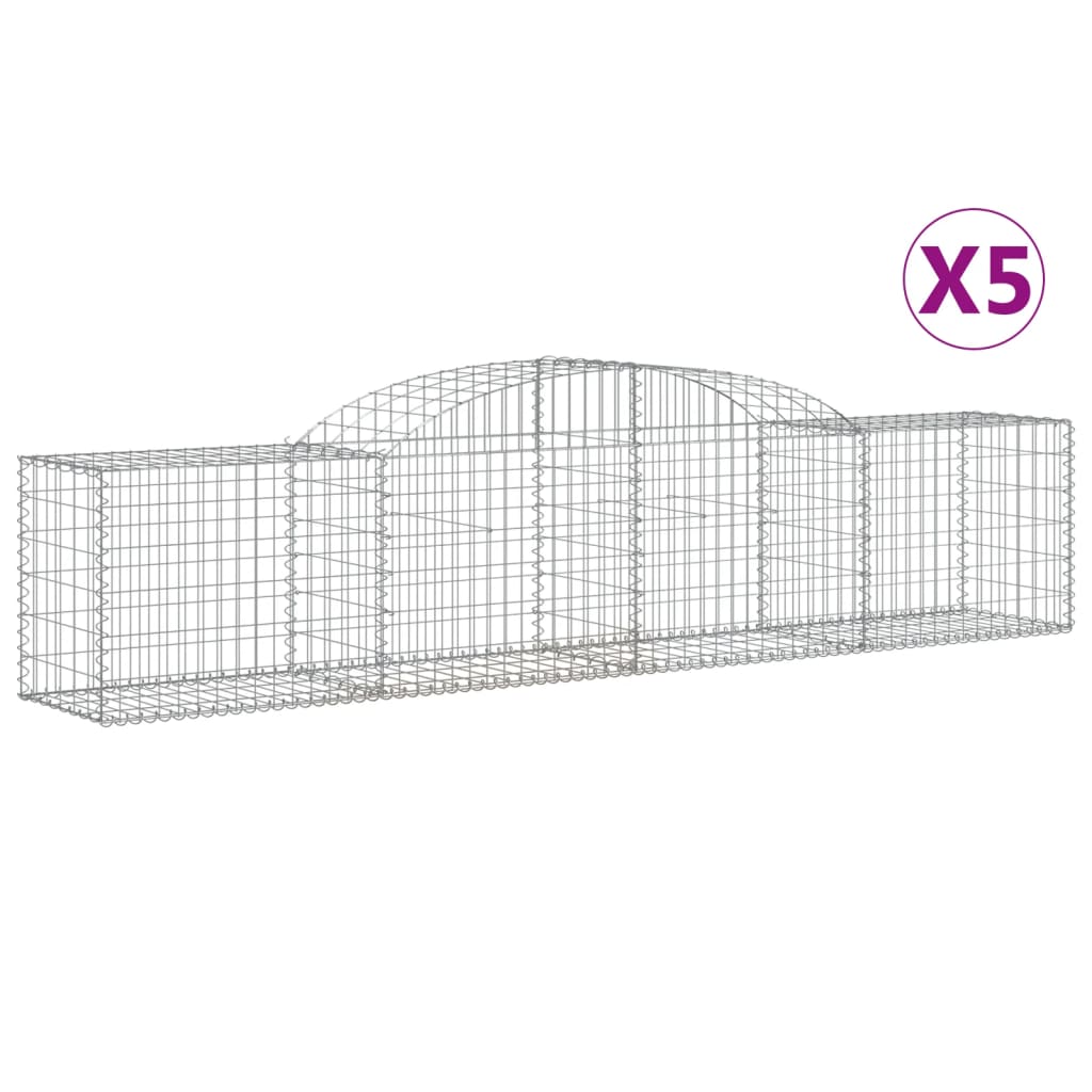 VidaXL Gabionen 5 Stück gebogen 300x50x60 80 cm verzinktes Eisen