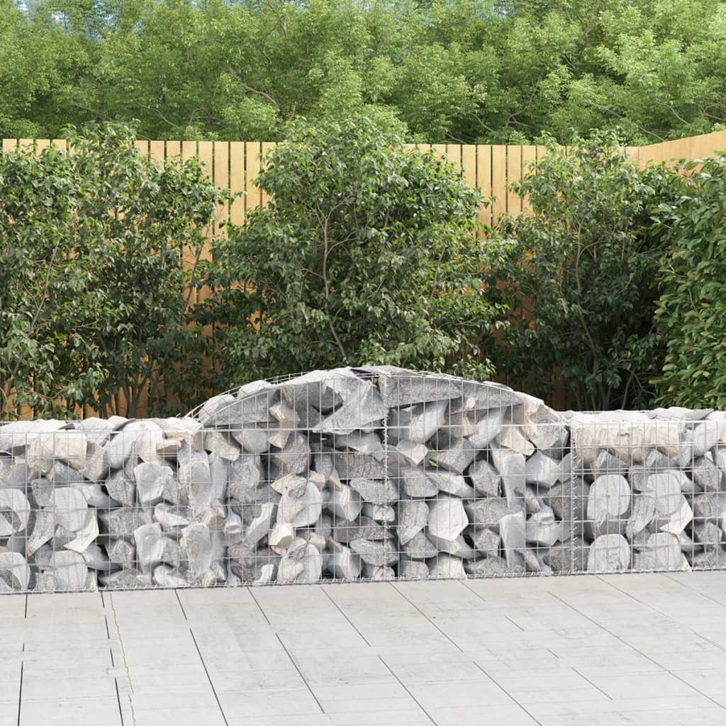 VidaXL Gabionen 7 Stück gebogen 300x50x60 80 cm verzinktes Eisen