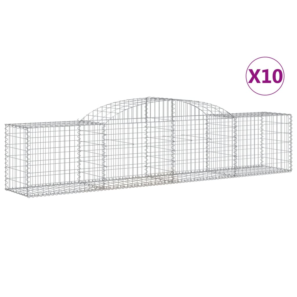 VidaXL Gabionen 10 Stück gebogen 300x50x60 80 cm verzinktes Eisen