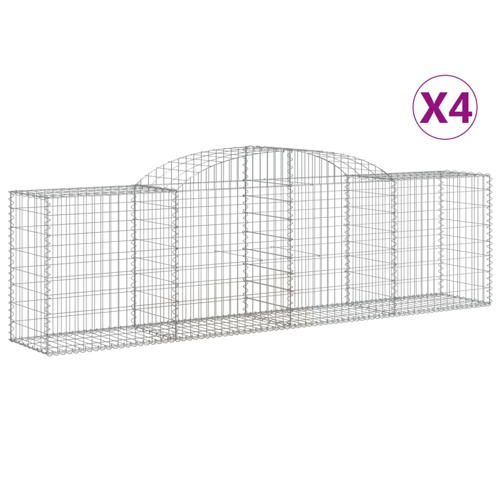 VidaXL Gabionen 4 Stück gebogen 300x50x80 100 cm verzinktes Eisen