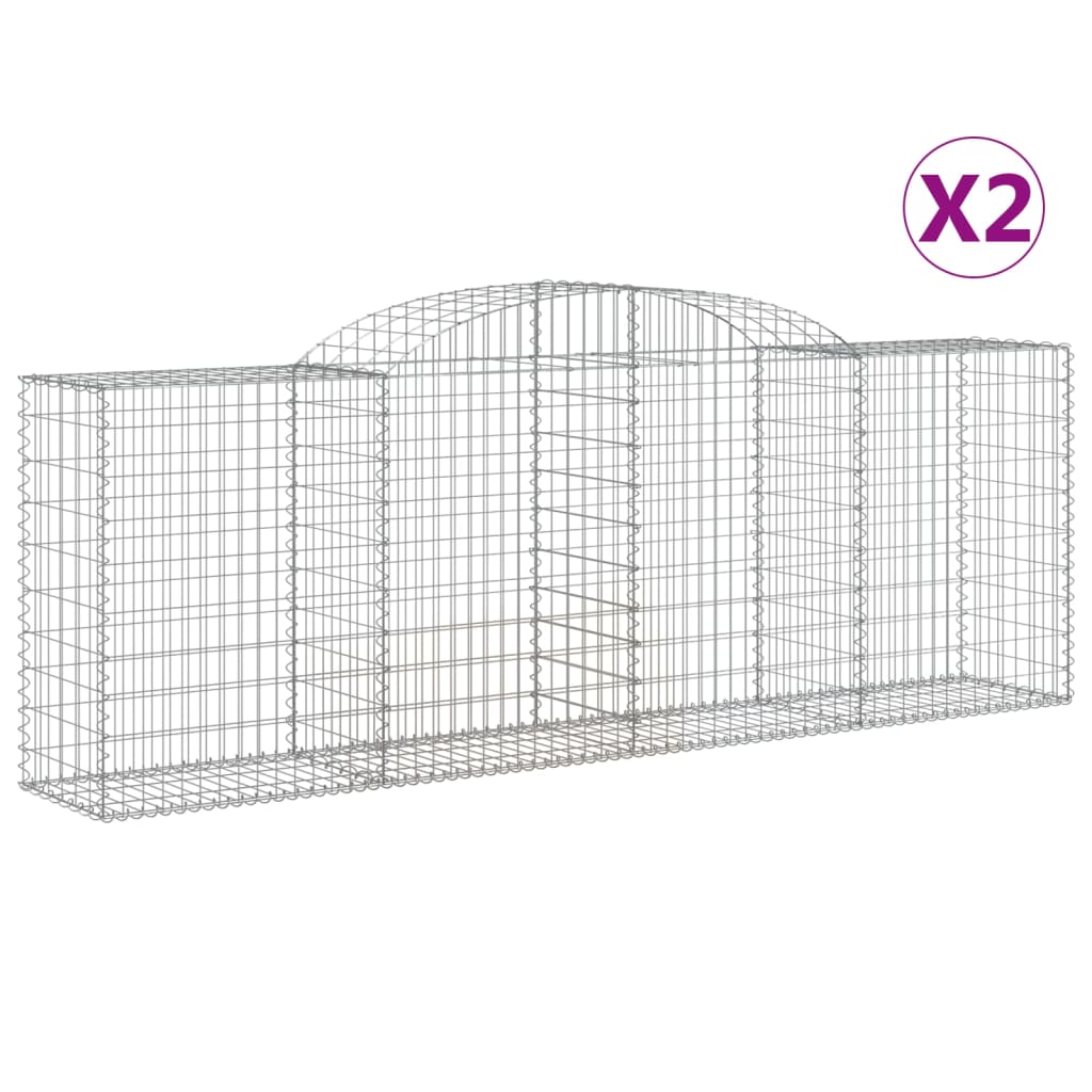 VidaXL Gabionen 2 Stück gebogen 300x50x80 120 cm Eisen