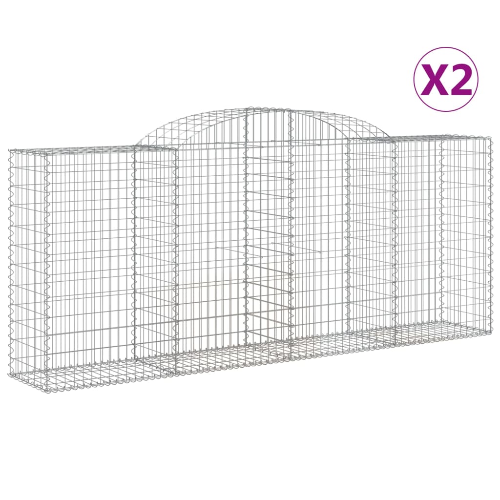 VidaXL Gabionen 2 Stück gebogen 300x50x120 140 cm Eisen