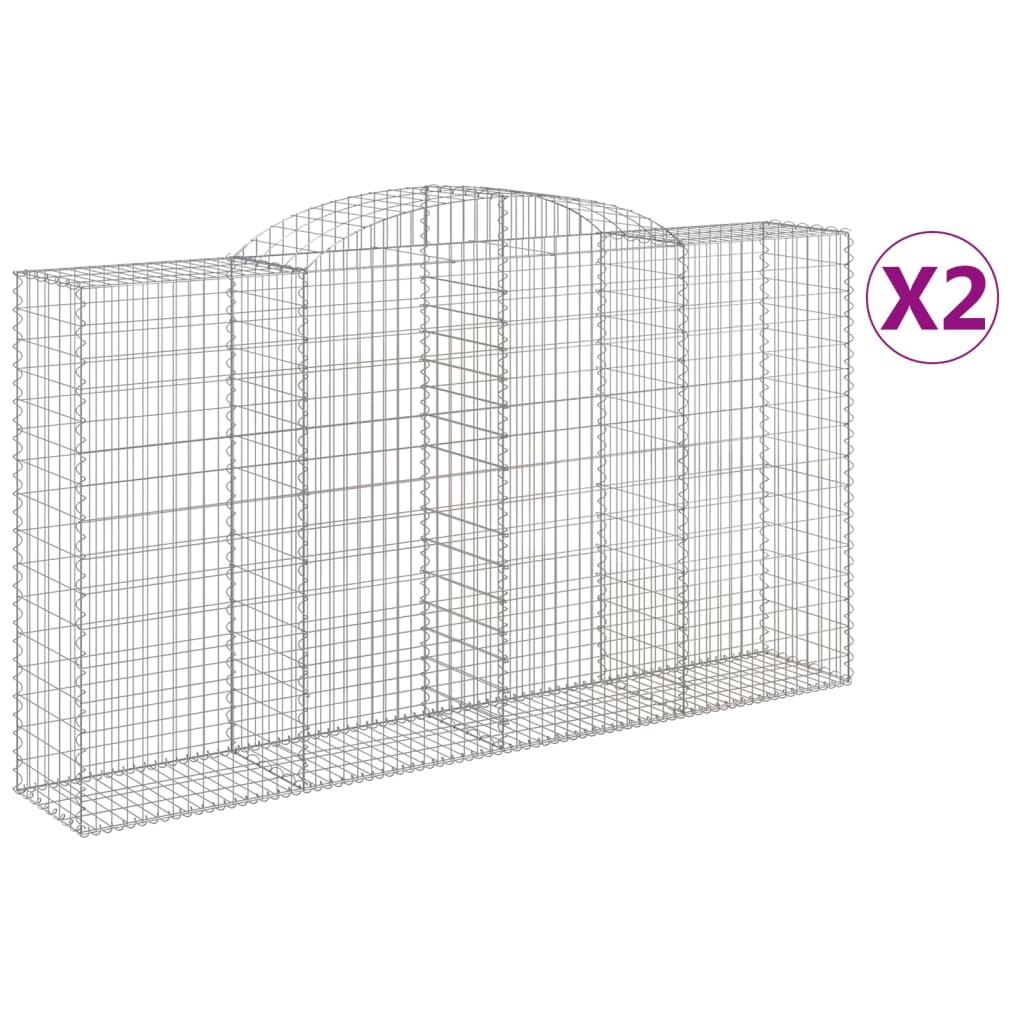 VidaXL Gabionen 2 Stück gebogen 300x50x160 180 cm Eisen