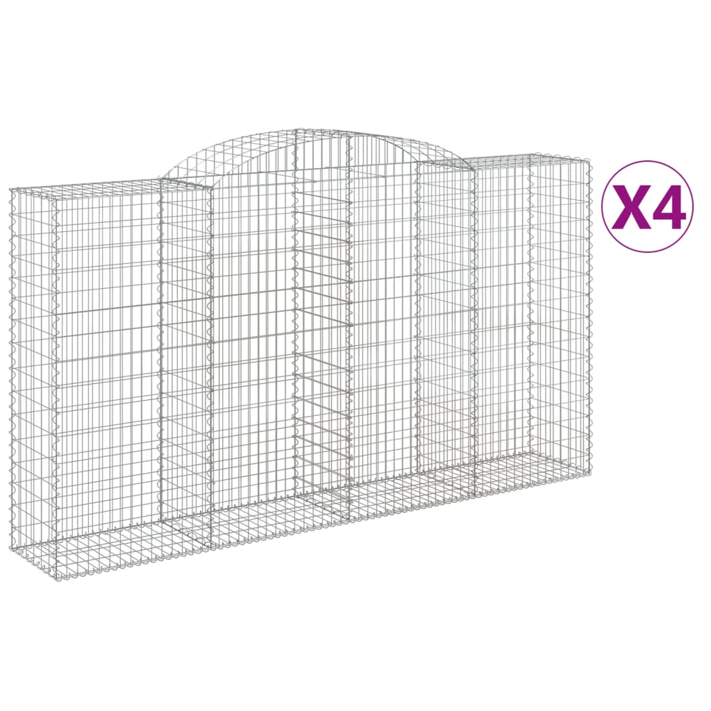 VidaXL Gabionen 4 Stück gebogen 300x50x160 180 cm Eisen