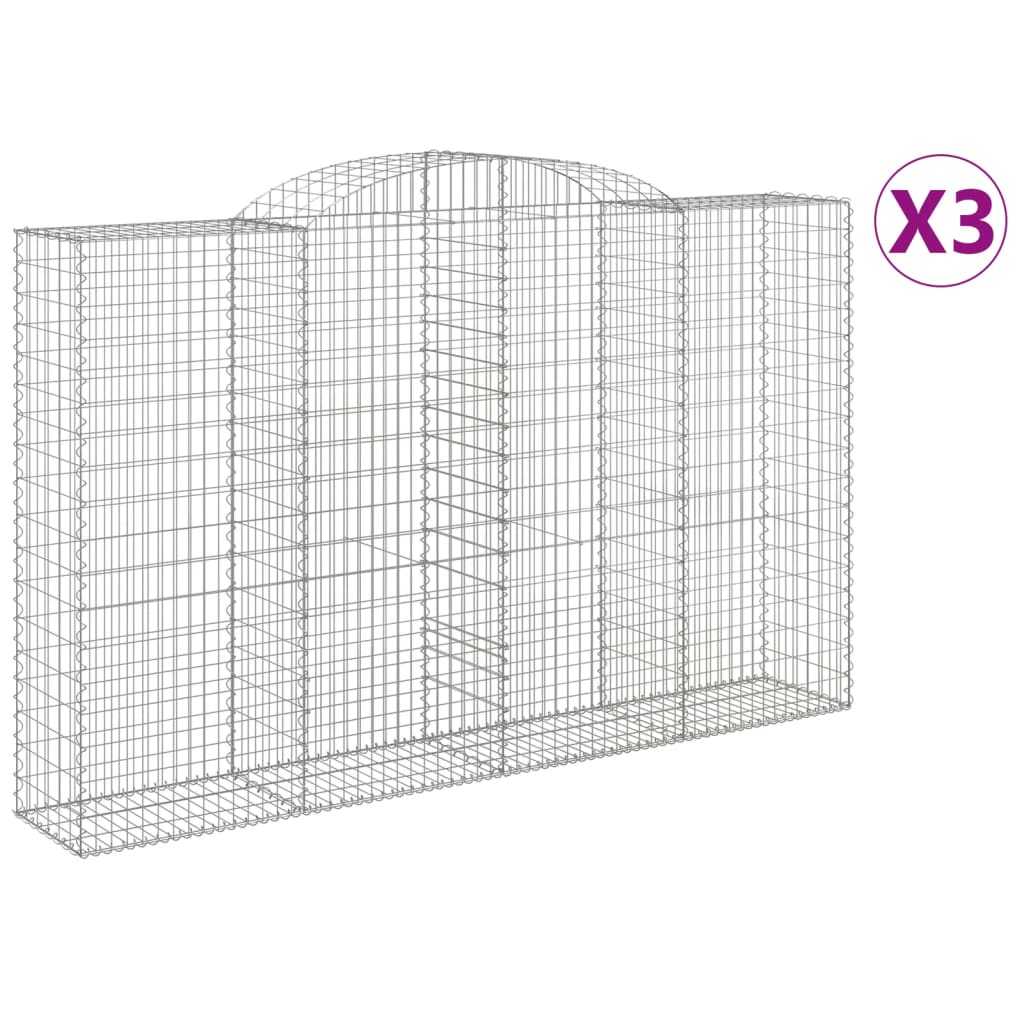 VidaXL Gabionen 3 Stück gebogen 300x50x180 200 cm Eisen