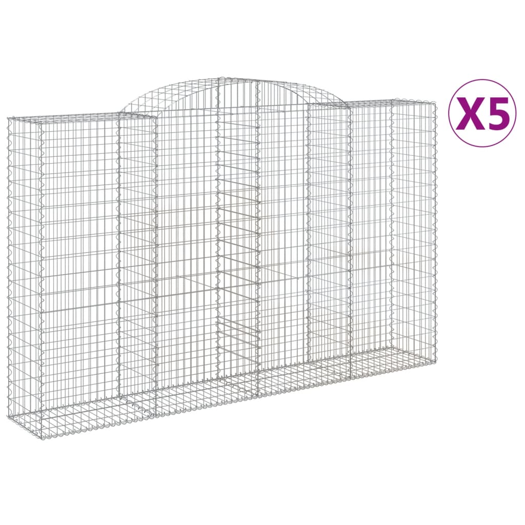 VidaXL Gabionen 5 Stück gebogen 300x50x180 200 cm Eisen