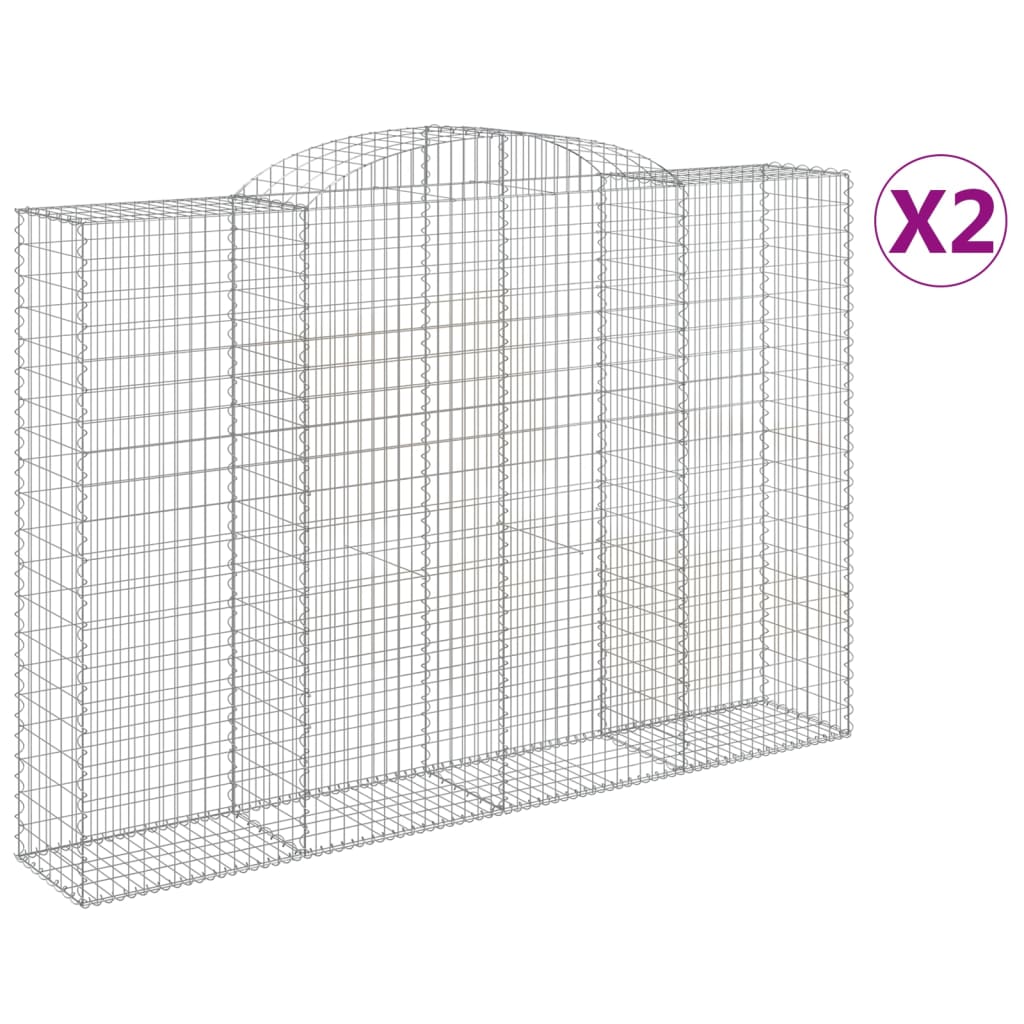 VidaXL Gabionen 2 Stück gebogen 300x50x200 220 cm Eisen