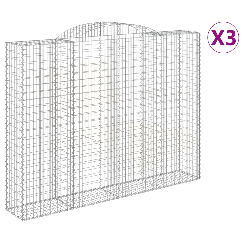VidaXL Gabionen 3 Stück gebogen 300x50x220 240 cm Eisen