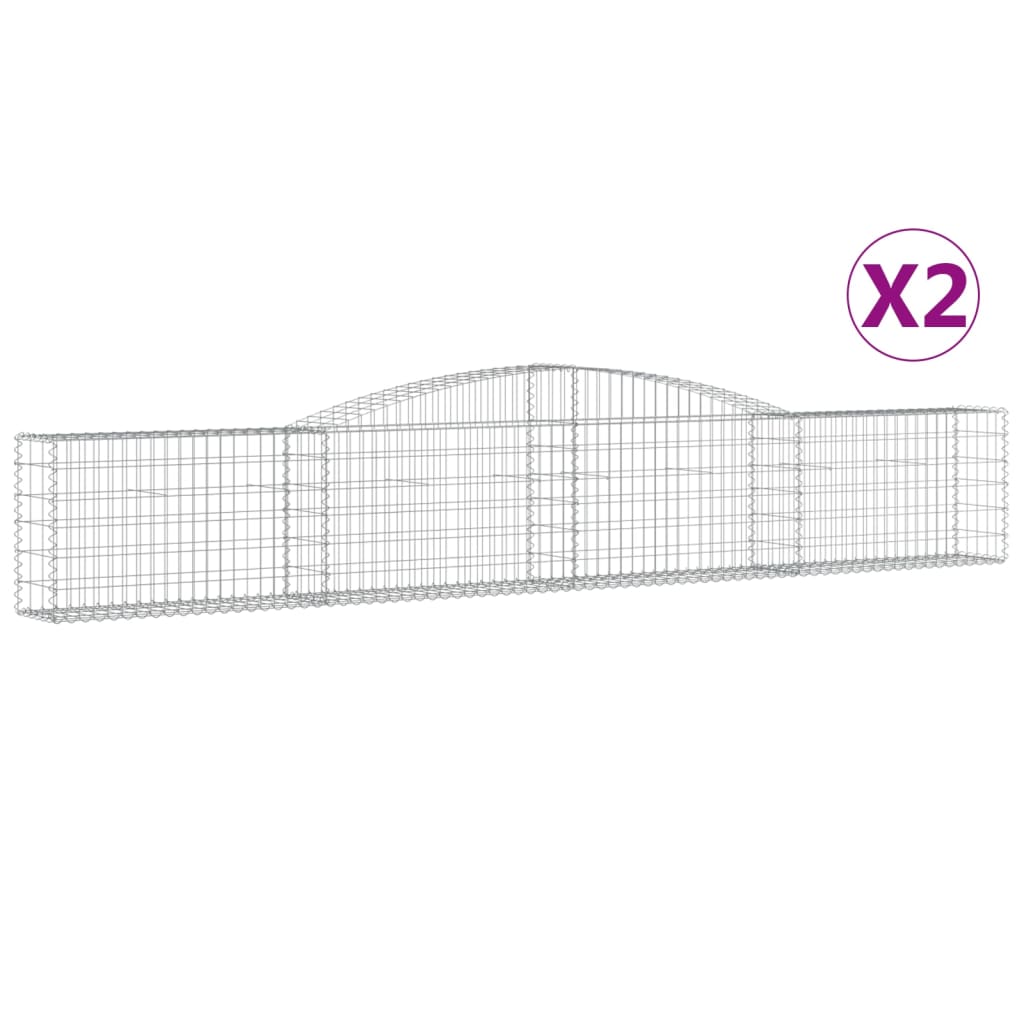VidaXL Gabionen 2 Stück gebogen 400x30x60 80 cm Eisen