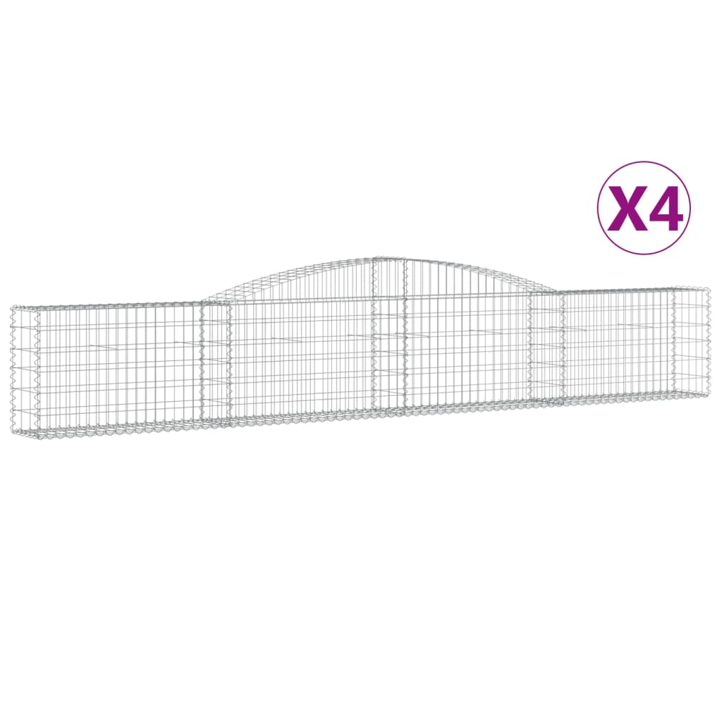 VidaXL Gabionen 4 Stück gebogen 400x30x60 80 cm Eisen