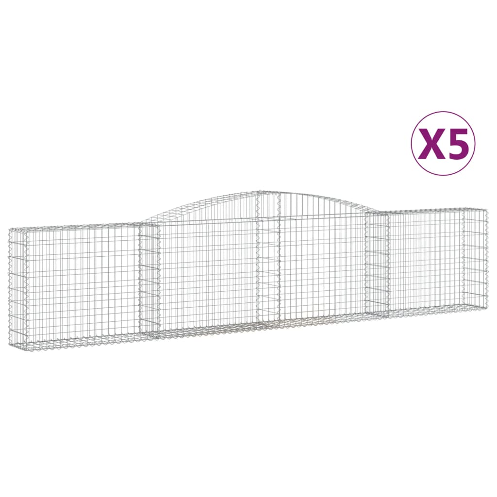 VidaXL Gabionen 5 Stück gebogen 400x30x80 100 cm Eisen