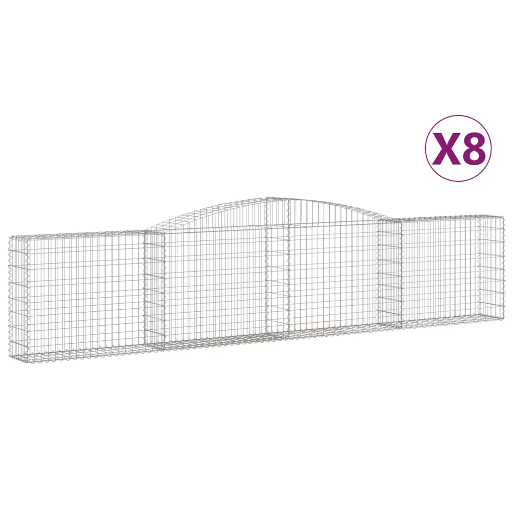 VidaXL Gabionen 8 Stück gebogen 400x30x80 100 cm Eisen