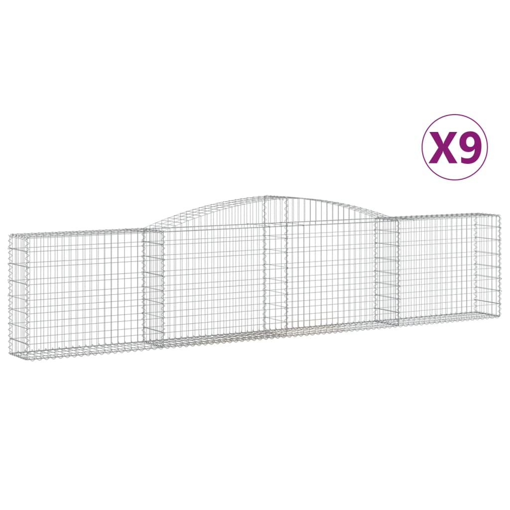 VidaXL Gabionen 9 Stück gebogen 400x30x80 100 cm Eisen