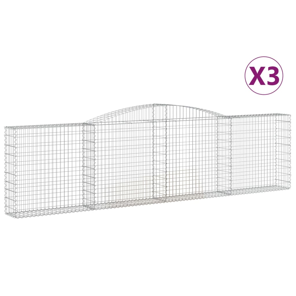 VidaXL Gabionen 3 Stück gebogen 400x30x100 120 cm Eisen
