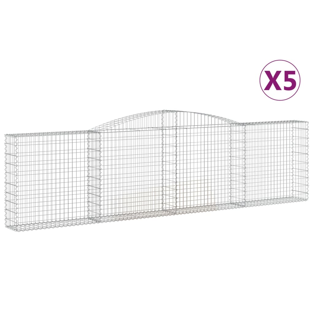 VidaXL Gabionen 5 Stück gebogen 400x30x100 120 cm Eisen