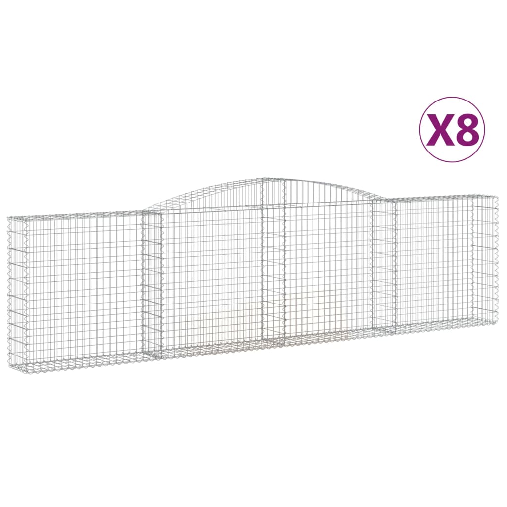 VidaXL Gabionen 8 Stück gebogen 400x30x100 120 cm Eisen