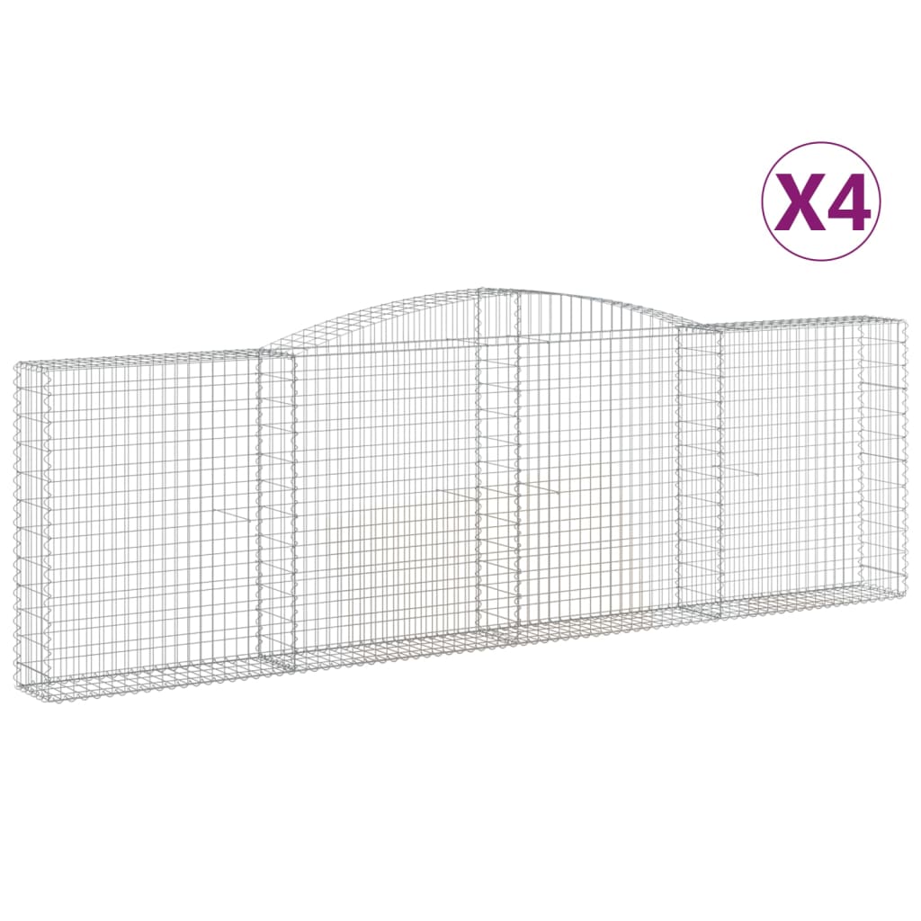 VidaXL Gabionen 4 Stück gebogen 400x30x120 140 cm Eisen