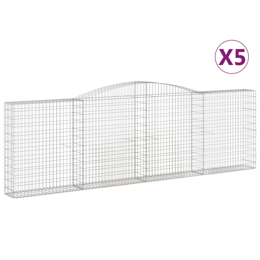 VidaXL Gabionen 5 Stück gebogen 400x30x120 140 cm Eisen