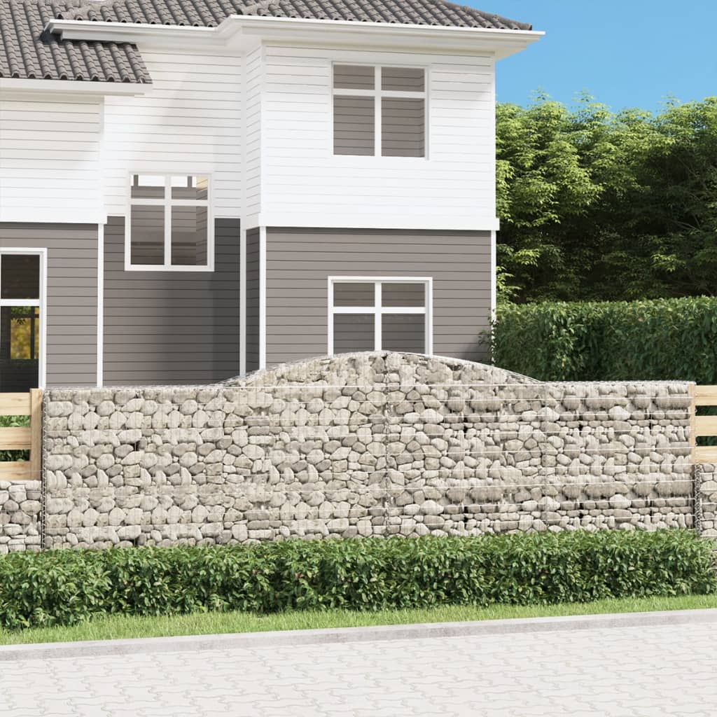 VidaXL Gabionen 6 Stück gebogen 400x30x120 140 cm Eisen