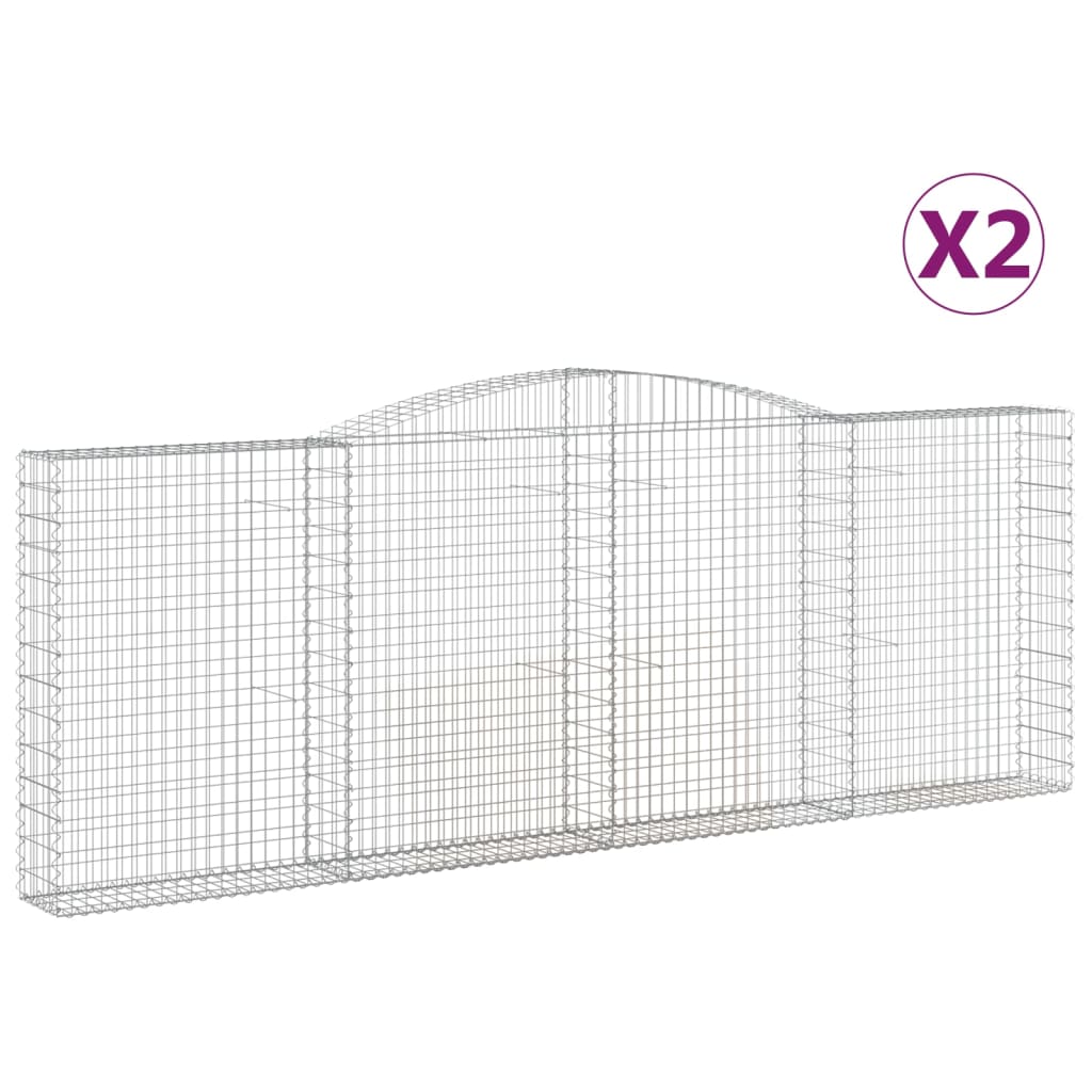 VidaXL Gabionen 2 Stück gebogen 400x30x140 160 cm Eisen