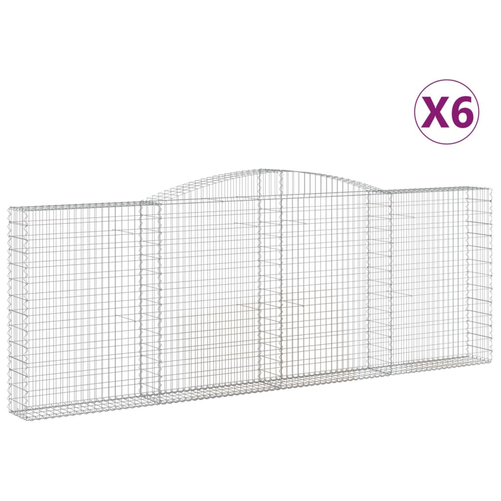 VidaXL Gabionen 6 Stück gebogen 400x30x140 160 cm Eisen