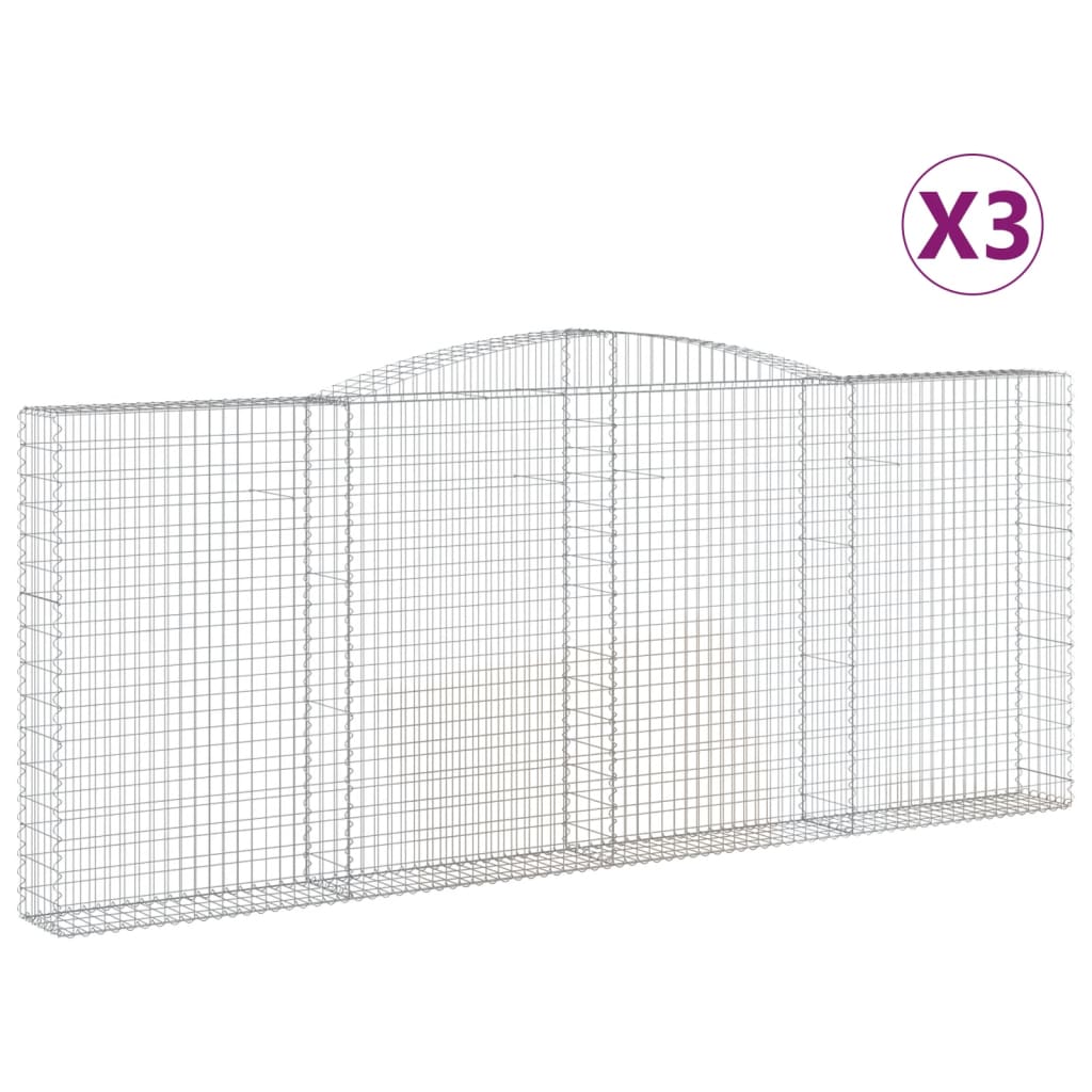 VidaXL Gabionen 3 Stück gebogen 400x30x160 180 cm Eisen