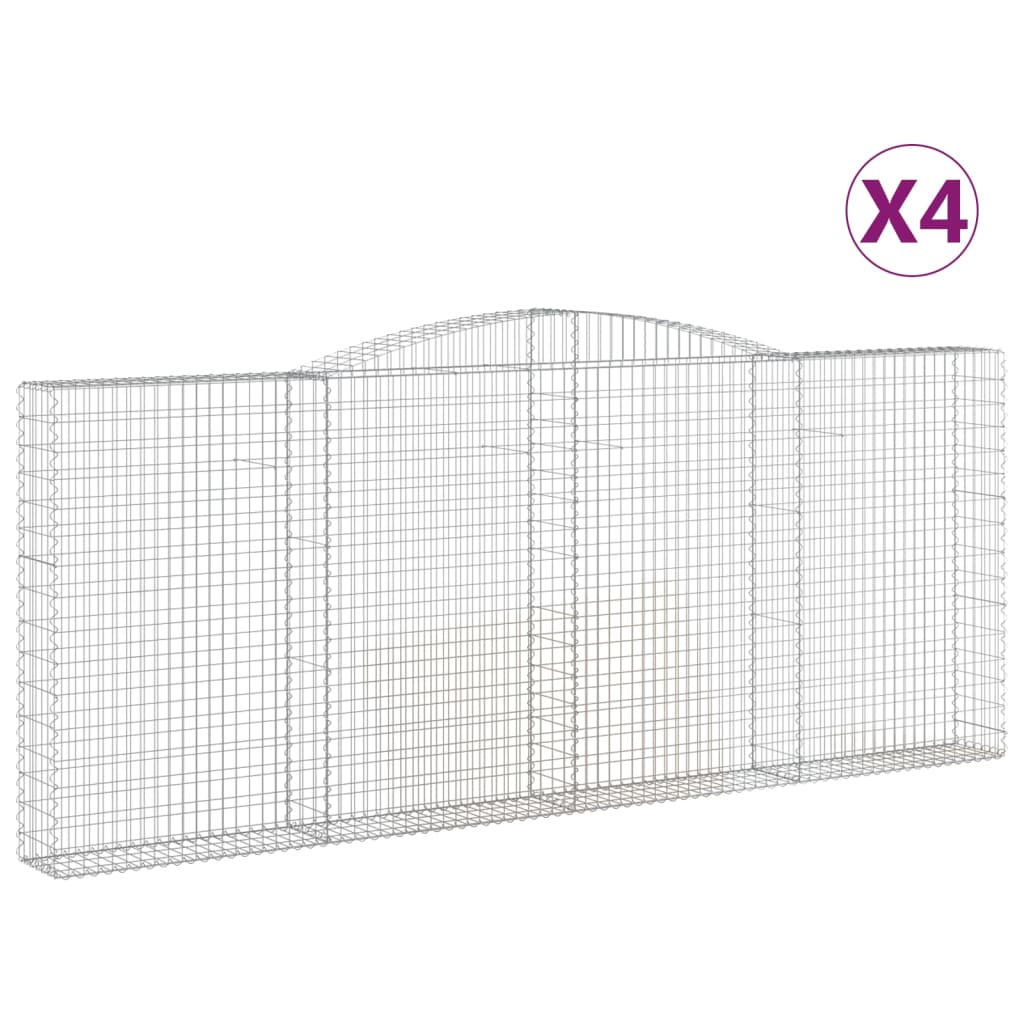 VidaXL Gabionen 4 Stück gebogen 400x30x160 180 cm Eisen