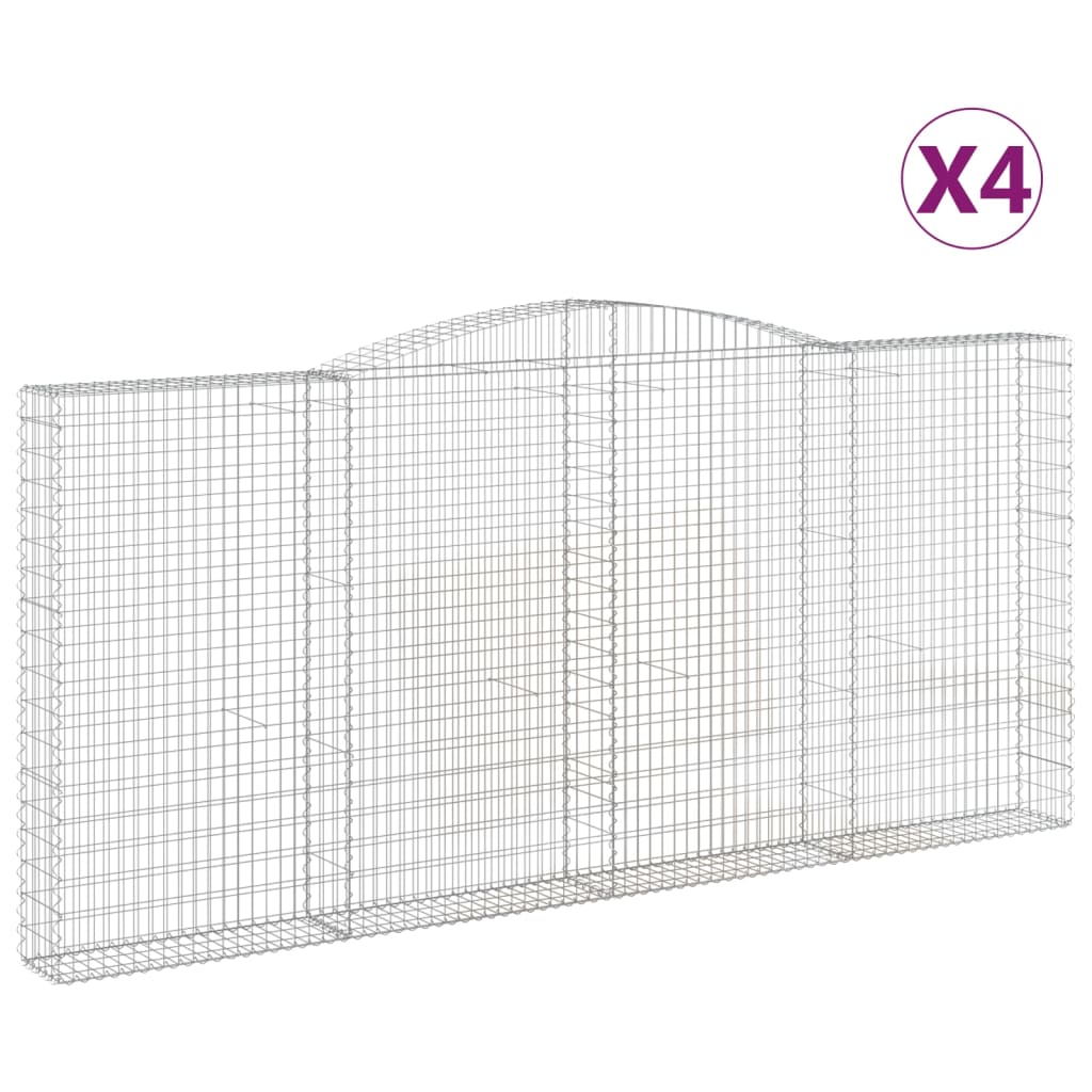 VidaXL Gabionen 4 Stück gebogen 400x30x180 200 cm Eisen