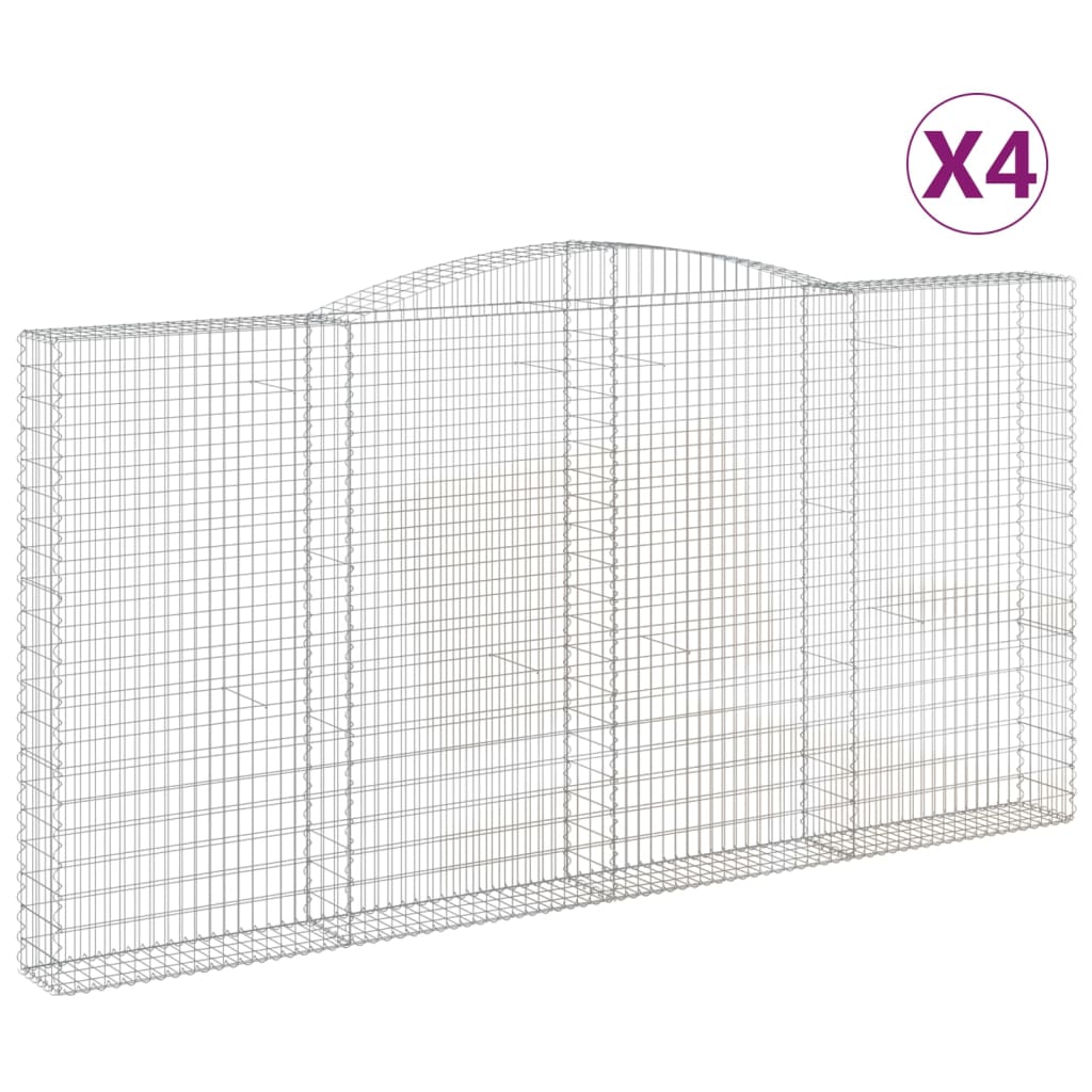 VidaXL Gabionen 4 Stück gebogen 400x30x200 220 cm Eisen