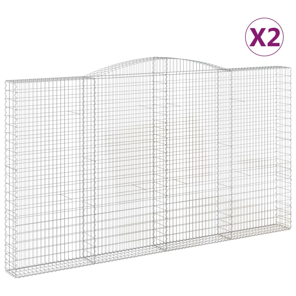 VidaXL Gabionen 2 Stück gebogen 400x30x220 240 cm Eisen