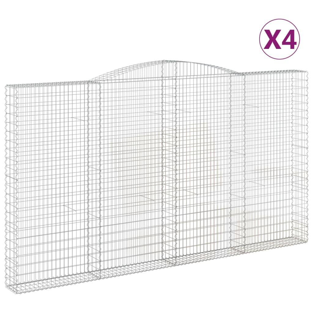 VidaXL Gabionen 4 Stück gebogen 400x30x220 240 cm Eisen