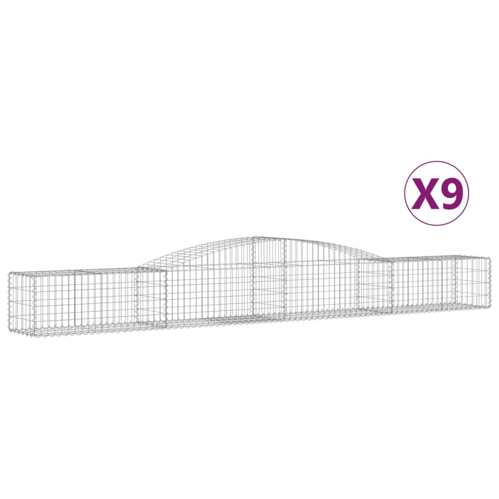 VidaXL Gabionen 9 Stück gebogen 400x50x40 60 cm verzinktes Eisen