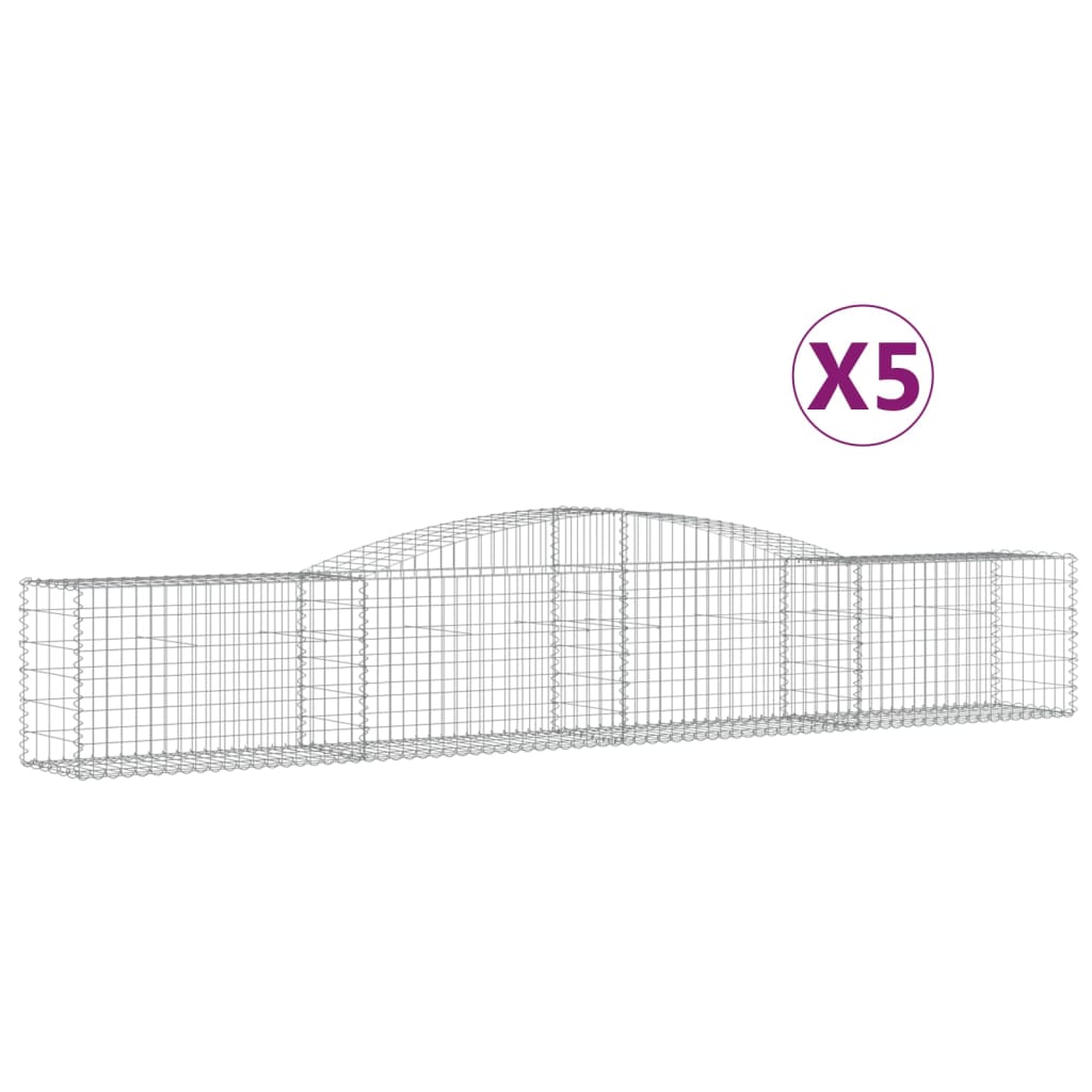 VidaXL Gabionen 5 Stück gebogen 400x50x60 80 cm verzinktes Eisen