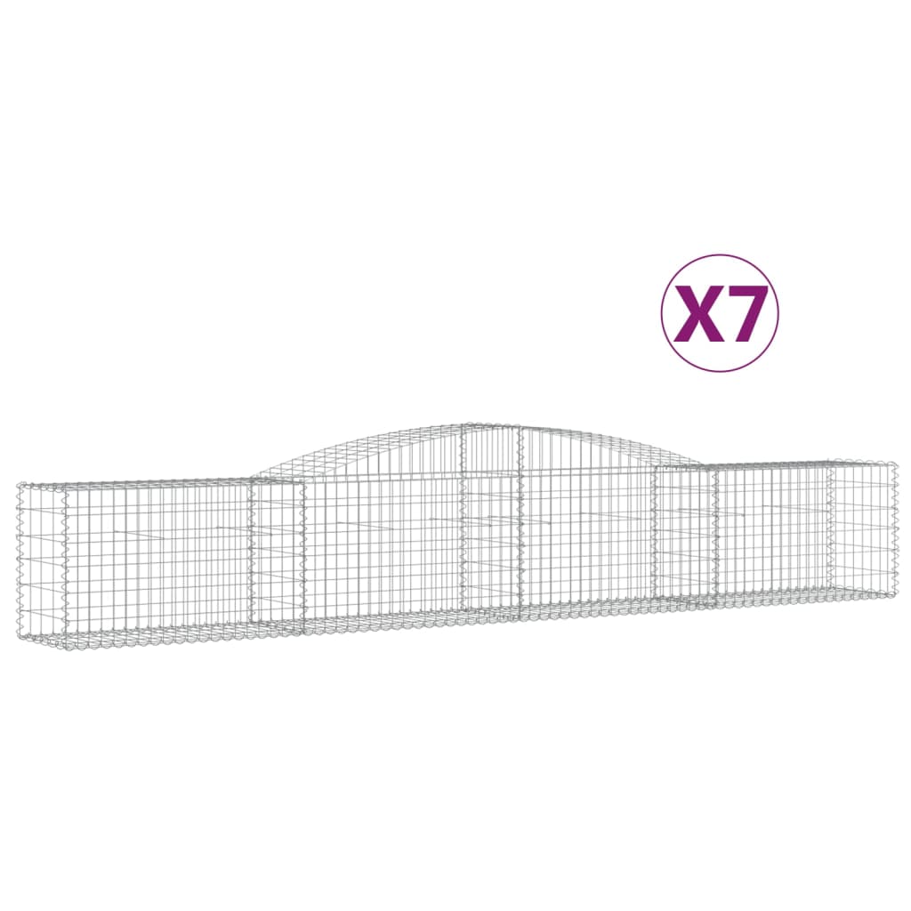 VidaXL Gabionen 7 Stück gebogen 400x50x60 80 cm verzinktes Eisen