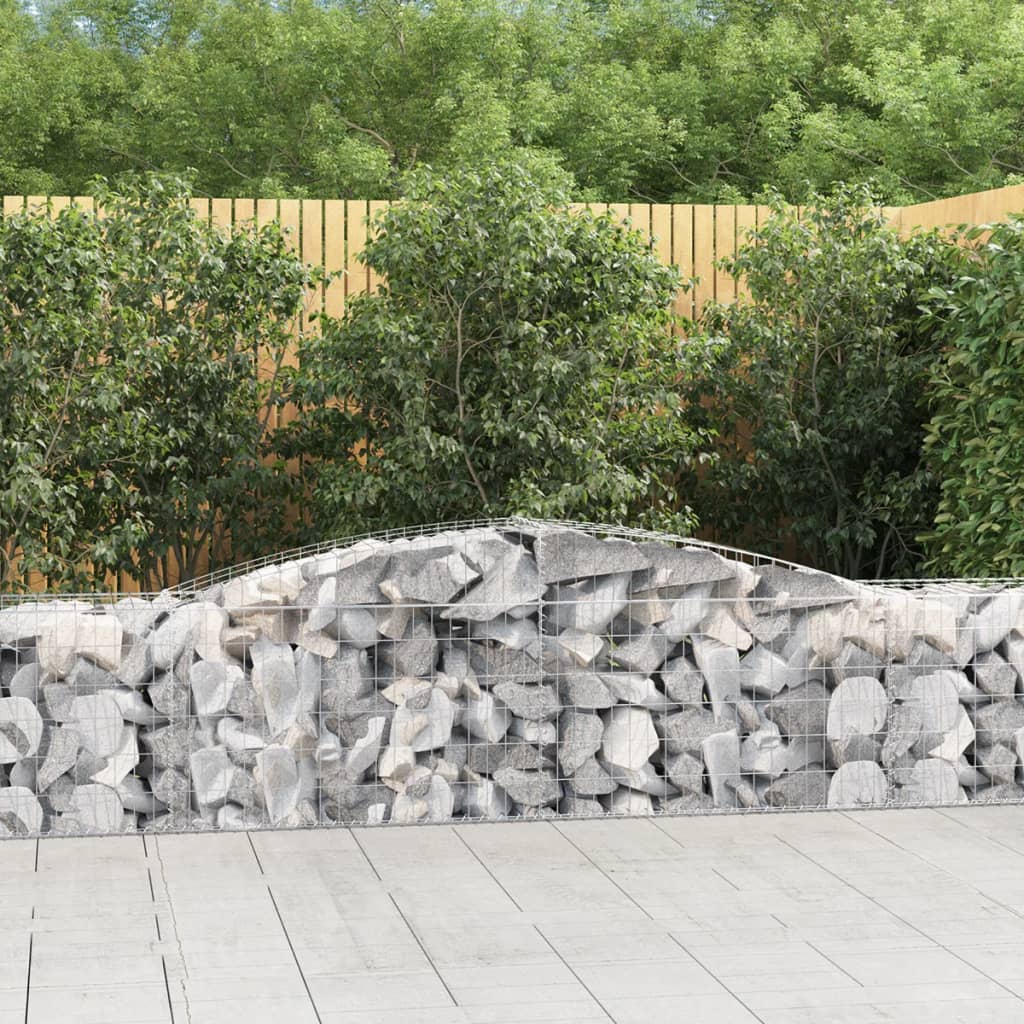 VidaXL Gabionen 7 Stück gebogen 400x50x60 80 cm verzinktes Eisen