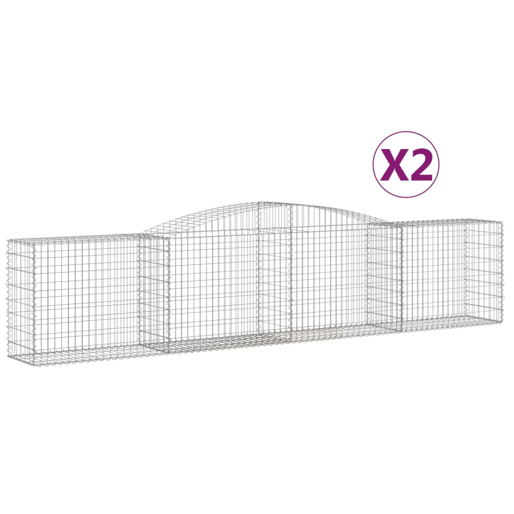 VidaXL Gabionen 2 Stück gebogen 400x50x80 100 cm verzinktes Eisen