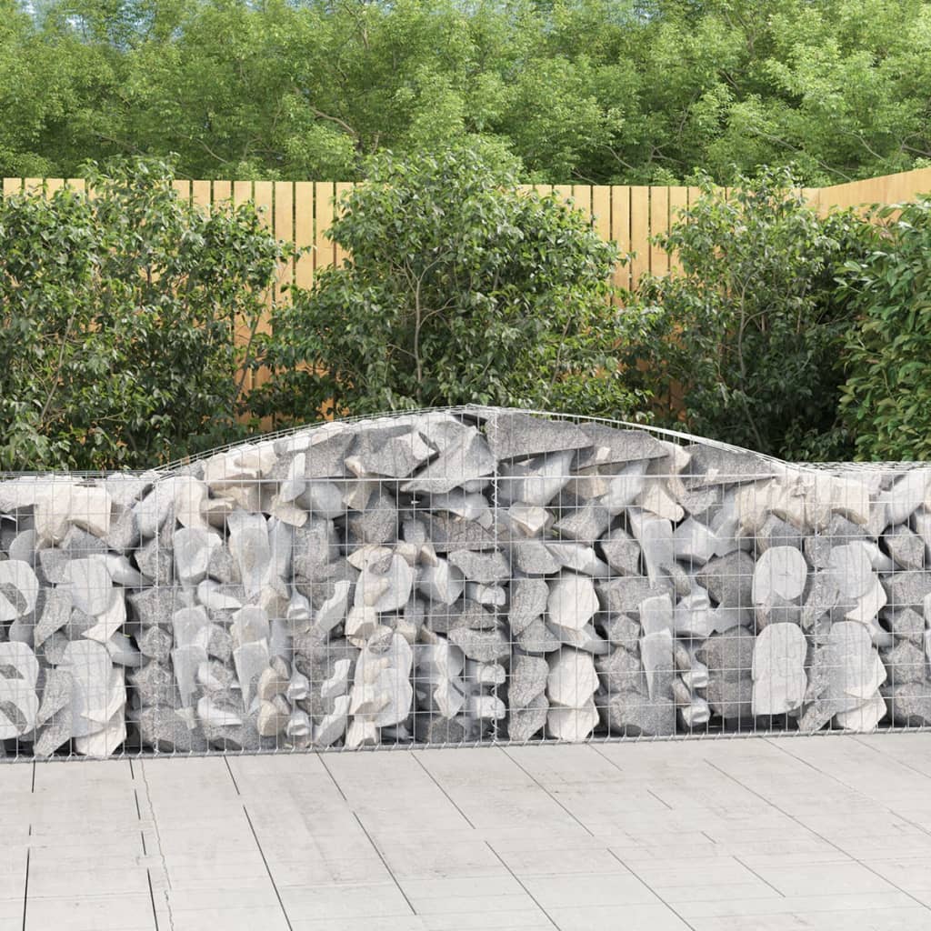 VidaXL Gabionen 2 Stück gebogen 400x50x80 100 cm verzinktes Eisen